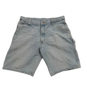 Vtg Wrangler Mens Carpenter Denim Shorts 34 Blue Light Wash Workwear Y2K Punk